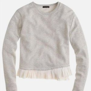 J. Crew Layered Grey and White Ruffled Sweatshirt